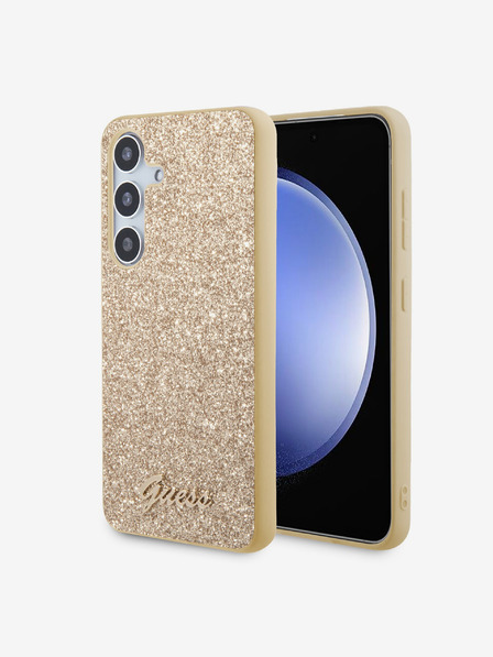 Guess Guess PC/TPU Glitter Flakes Metal Logo Zadní Kryt pro Samsung Galaxy S24+ Gold