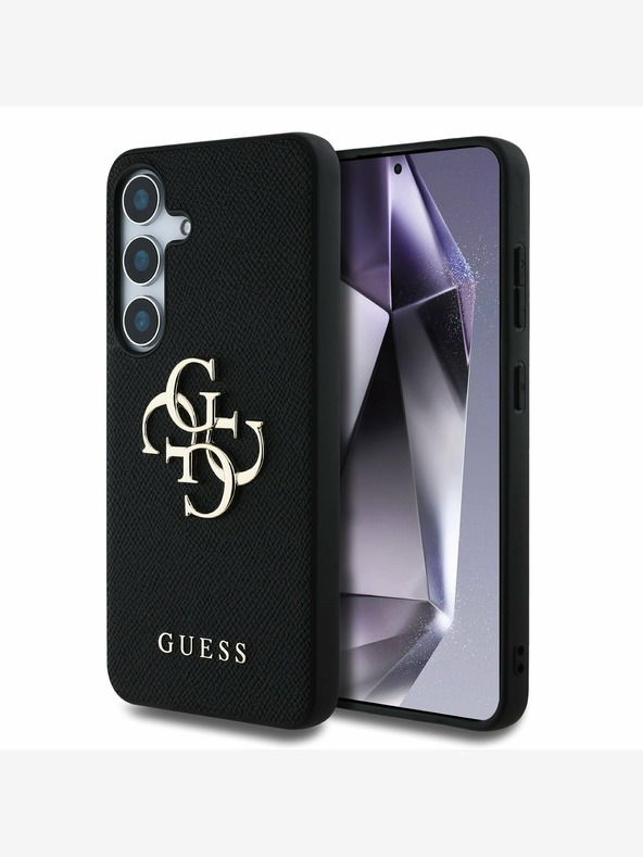 Guess Guess PU Grained 4G Metal Logo Zadní Kryt pro Samsung Galaxy S25+ Black