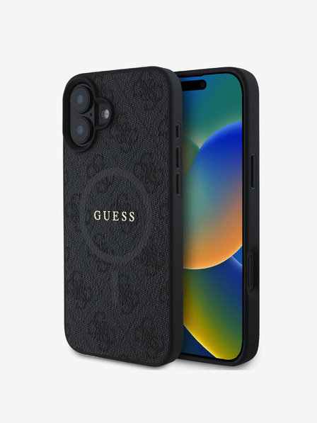 Guess Guess PU Leather 4G Colored Ring MagSafe Zadní Kryt pro iPhone 16 Black