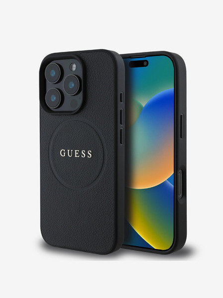 Guess Guess PU Grained Classic Logo MagSafe Zadní Kryt pro iPhone 16 Pro Black