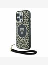 Guess Guess IML Leopard Triangle Logo Strap MagSafe Zadní Kryt pro iPhone 16 Pro Brown