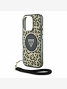 Guess Guess IML Leopard Triangle Logo Strap MagSafe Zadní Kryt pro iPhone 16 Pro Brown