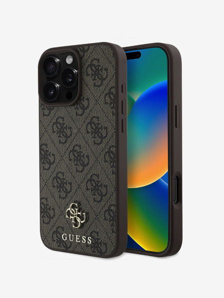 Guess Guess PU 4G Small Metal Logo MagSafe Zadní Kryt pro iPhone 16 Pro Max Brown