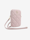 Guess Guess PU Quilted 4G Metal Logo Taška na Telefon se Zipem Pink