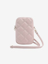 Guess Guess PU Quilted 4G Metal Logo Taška na Telefon se Zipem Pink