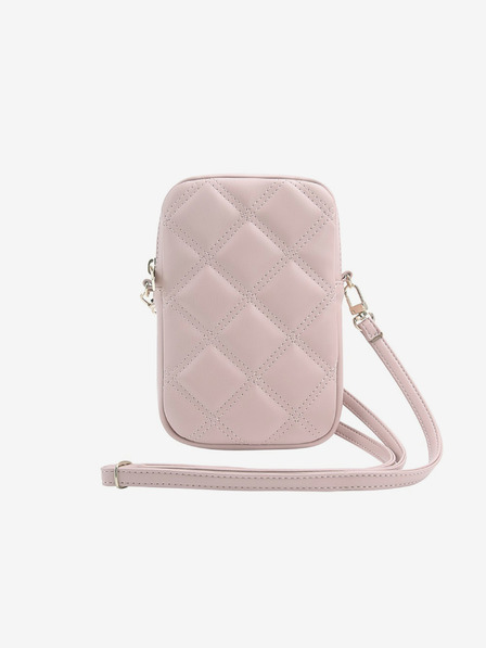 Guess Guess PU Quilted 4G Metal Logo Taška na Telefon se Zipem Pink