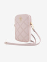 Guess Guess PU Quilted 4G Metal Logo Taška na Telefon se Zipem Pink