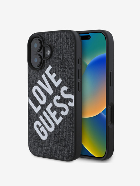 Guess Guess PU Leather 4G Big Love Logo MagSafe Zadní Kryt pro iPhone 16 Black