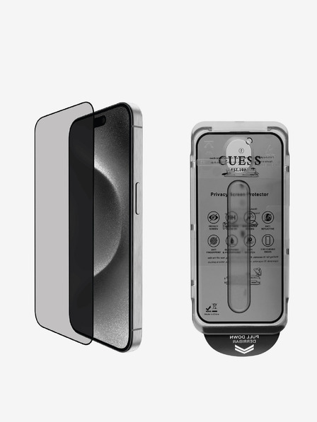 Guess Tvrzené Sklo 2.5D PRIVACY pro iPhone 16 Pro Black Obal na telefon