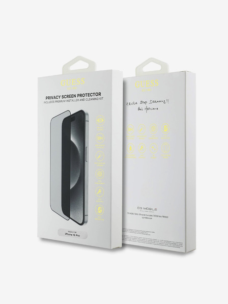 Guess Tvrzené Sklo 2.5D PRIVACY pro iPhone 16 Pro Black Obal na telefon