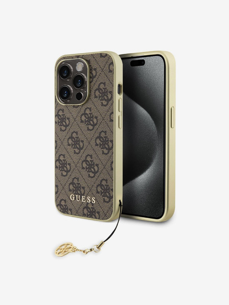 Guess Guess 4G Charm Zadní Kryt pro iPhone 15 Pro Brown