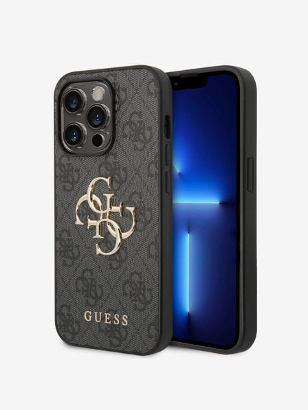 Guess Guess PU 4G Metal Logo Zadní Kryt pro iPhone 15 Pro Max Grey
