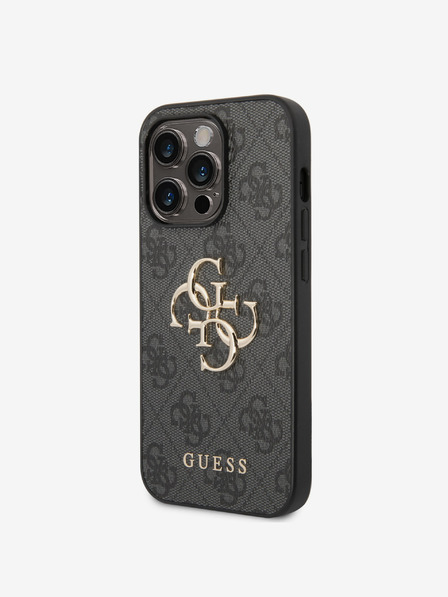 Guess Guess PU 4G Metal Logo Zadní Kryt pro iPhone 15 Pro Max Grey