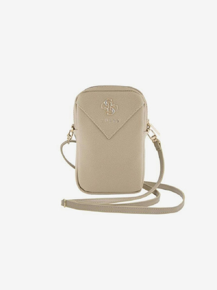 Guess Guess PU Grained 4G Metal Logo Taška na Telefon se Zipem Gold