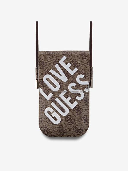 Guess Guess PU 4G Big Love Logo Taška na Telefon Brown