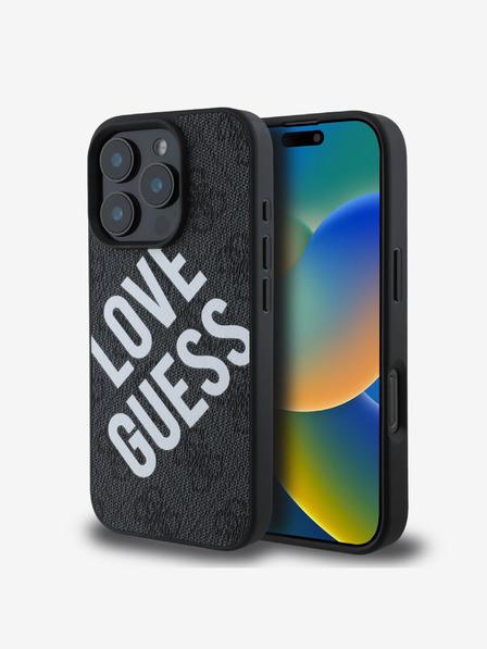 Guess Guess PU Leather 4G Big Love Logo MagSafe Zadní Kryt pro iPhone 16 Pro Max Black