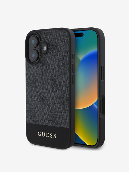 Guess Guess PU 4G Stripe Zadní Kryt pro iPhone 16 Grey