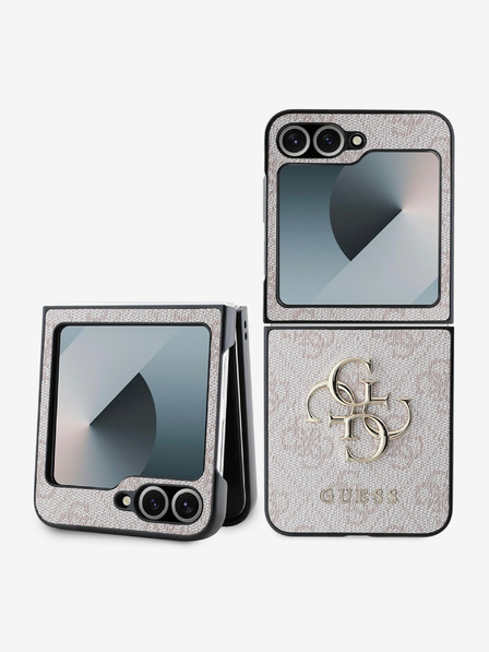 Guess PU 4G Metal Logo Zadní Kryt pro Samsung Galaxy Z Flip 6 Pink Obal na telefon