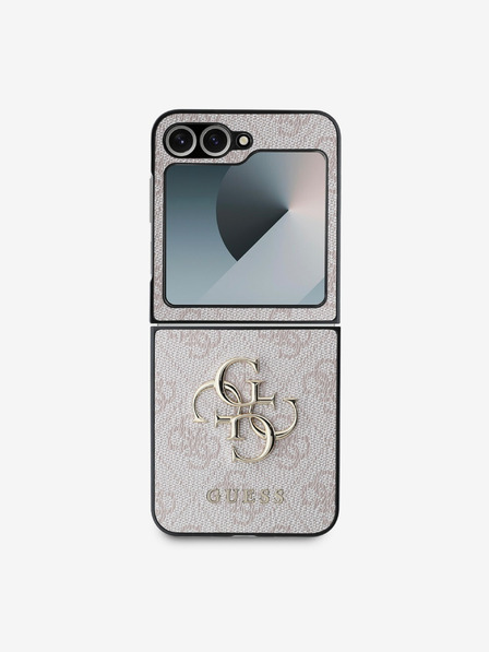 Guess PU 4G Metal Logo Zadní Kryt pro Samsung Galaxy Z Flip 6 Pink Obal na telefon