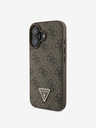 Guess Guess PU 4G Strass Triangle Metal Logo Zadní Kryt + Crossbody Popruh pro iPhone 16 Brown