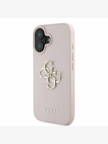 Guess Guess PU Grained 4G Metal Logo Zadní Kryt pro iPhone 16 Pink