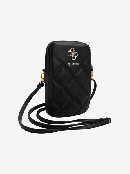 Guess Guess PU Quilted 4G Metal Logo Taška na Telefon se Zipem Black