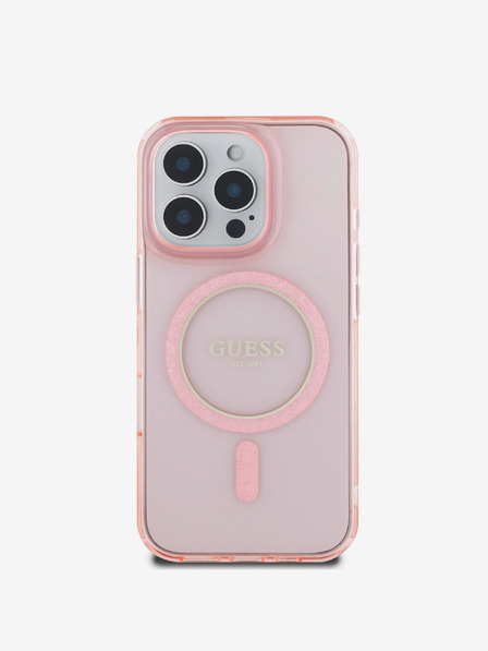 Guess Guess IML Glitter Ring MagSafe Zadní Kryt pro iPhone 16 Pro Max Pink