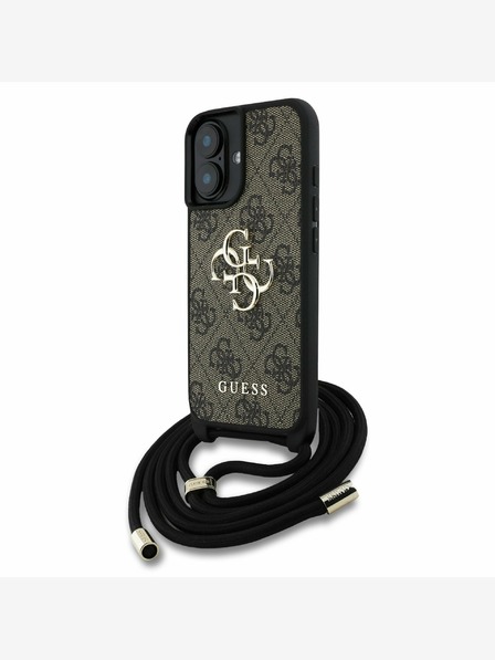 Guess Guess PU 4G Metal Logo Crossbody Popruh Zadní Kryt pro iPhone 16 Brown