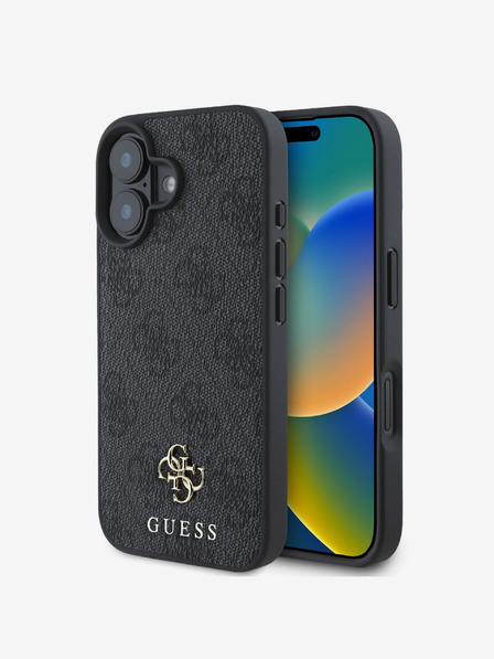 Guess Guess PU 4G Small Metal Logo MagSafe Zadní Kryt pro iPhone 16 Grey
