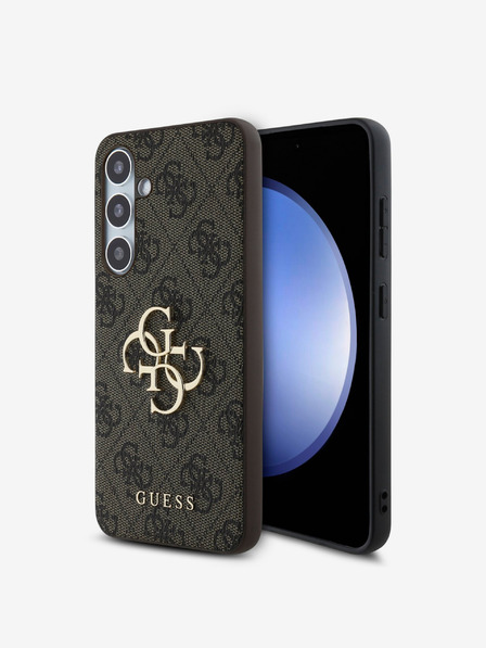Guess Guess PU 4G Metal Logo Zadní Kryt pro Samsung Galaxy S24 FE Brown