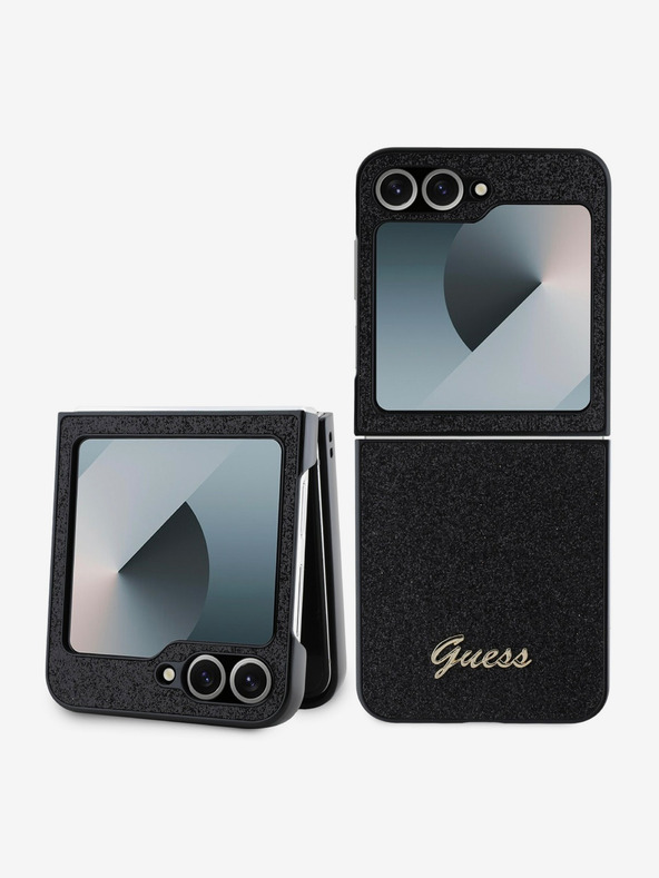 Guess Guess PC/TPU Glitter Flakes Metal Logo Zadní Kryt pro Samsung Galaxy Z Flip 6 Black