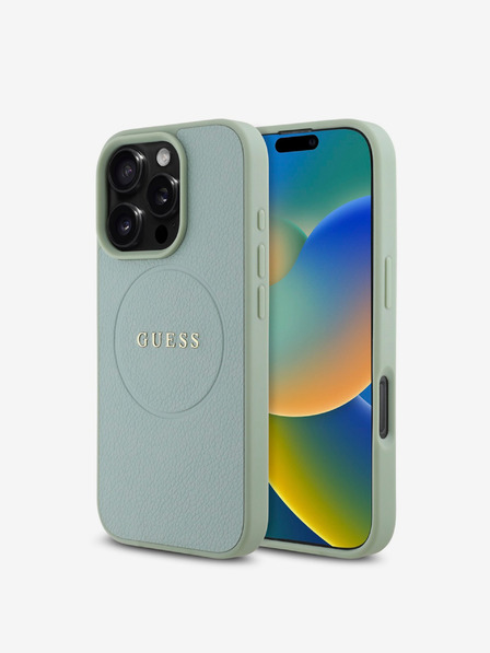 Guess Guess PU Grained Classic Logo MagSafe Zadní Kryt pro iPhone 16 Pro Green