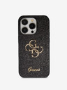 Guess Guess PU Fixed Glitter 4G Metal Logo Zadní Kryt pro iPhone 15 Pro Max Black
