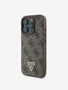 Guess Guess PU 4G Strass Triangle Metal Logo Zadní Kryt pro iPhone 16 Pro Brown