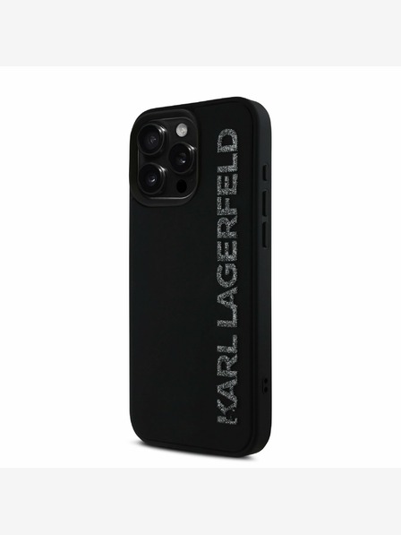 Karl Lagerfeld Karl Lagerfeld 3D Rubber Glitter Logo Zadní Kryt pro iPhone 16 Pro Black