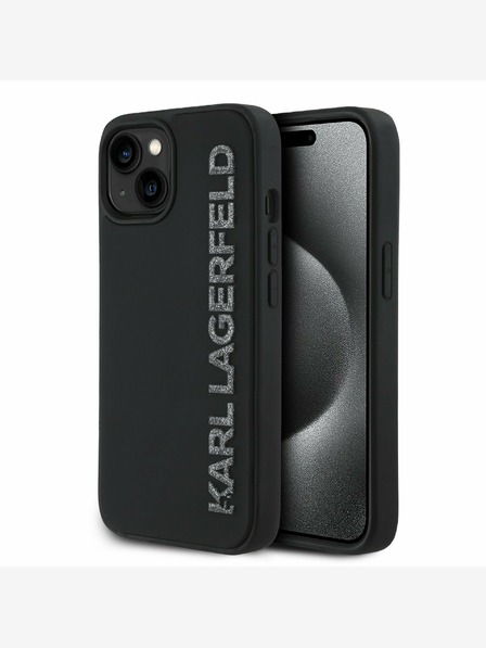 Karl Lagerfeld Karl Lagerfeld 3D Rubber Glitter Logo Zadní Kryt pro iPhone 13 Black