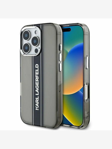 Karl Lagerfeld Karl Lagerfeld IML Stripe Logo Zadní Kryt pro iPhone 16 Pro Max Black