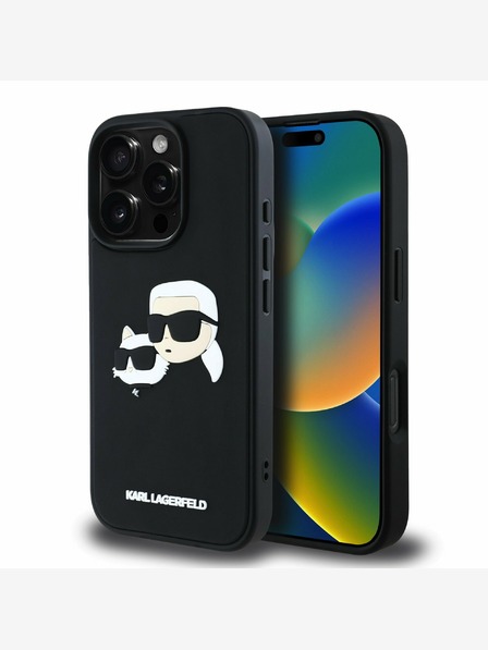Karl Lagerfeld Karl Lagerfeld 3D Rubber Double Heads Zadní Kryt pro iPhone 16 Pro Max Black