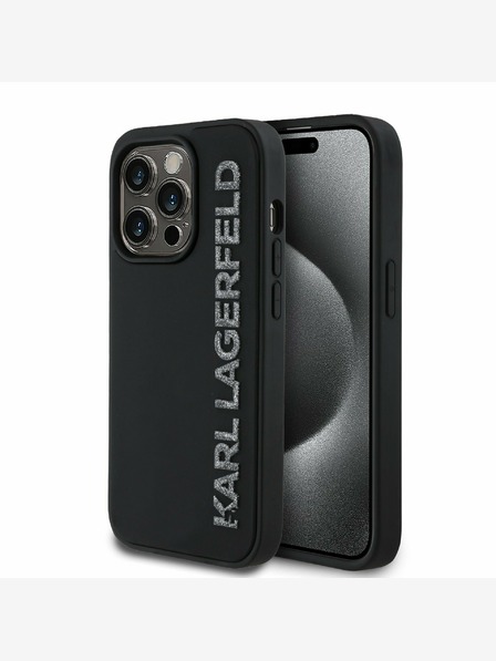 Karl Lagerfeld Karl Lagerfeld 3D Rubber Glitter Logo Zadní Kryt pro iPhone 13 Pro Black