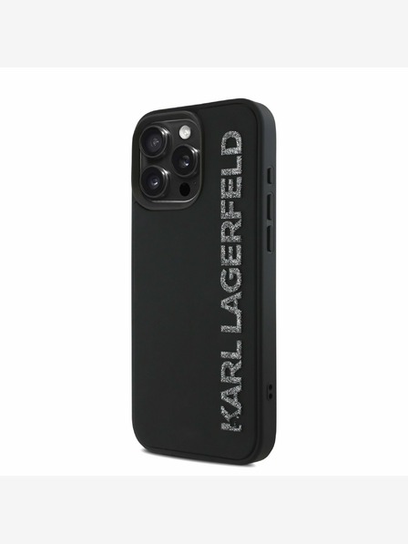 Karl Lagerfeld Karl Lagerfeld 3D Rubber Glitter Logo Zadní Kryt pro iPhone 15 Pro Max Black