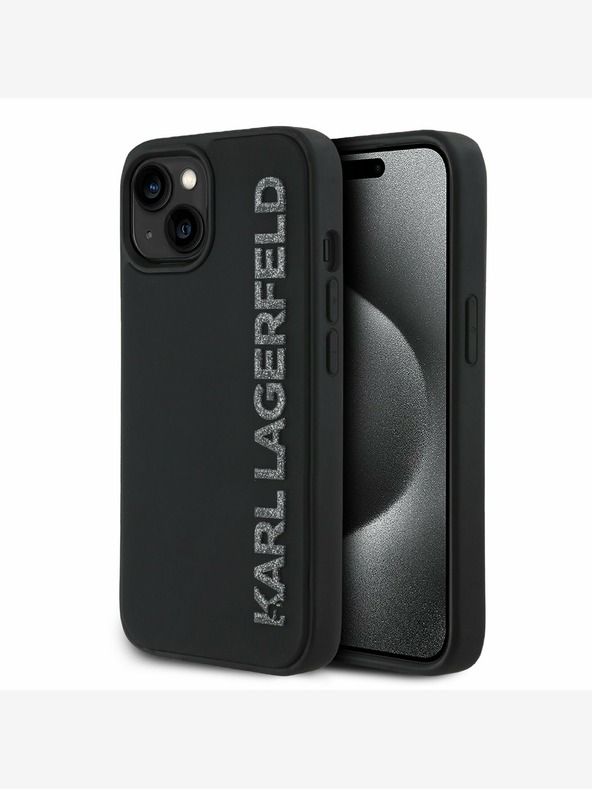 Karl Lagerfeld Karl Lagerfeld 3D Rubber Glitter Logo Zadní Kryt pro iPhone 14 Black