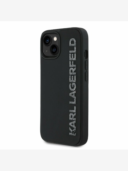 Karl Lagerfeld Karl Lagerfeld 3D Rubber Glitter Logo Zadní Kryt pro iPhone 14 Black