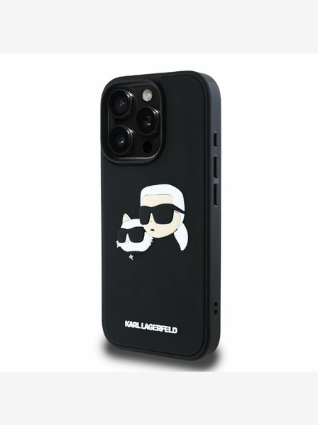 Karl Lagerfeld Karl Lagerfeld 3D Rubber Double Heads Zadní Kryt pro iPhone 16 Pro Black