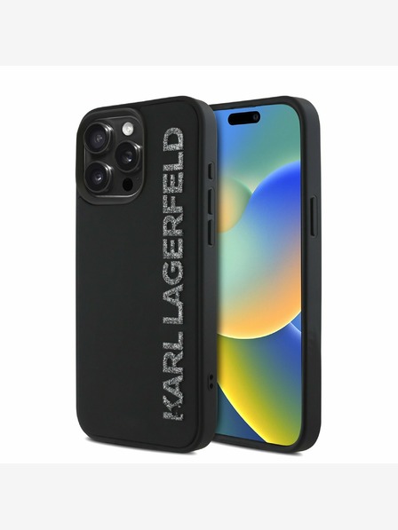 Karl Lagerfeld Karl Lagerfeld 3D Rubber Glitter Logo Zadní Kryt pro iPhone 15 Pro Black