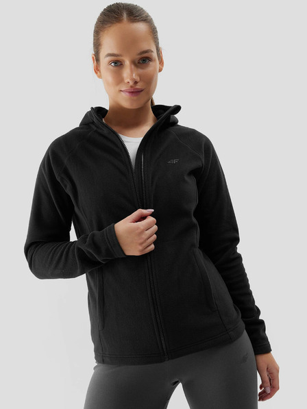 4F Dámská fleece mikina na zip regular s kapucí 4F