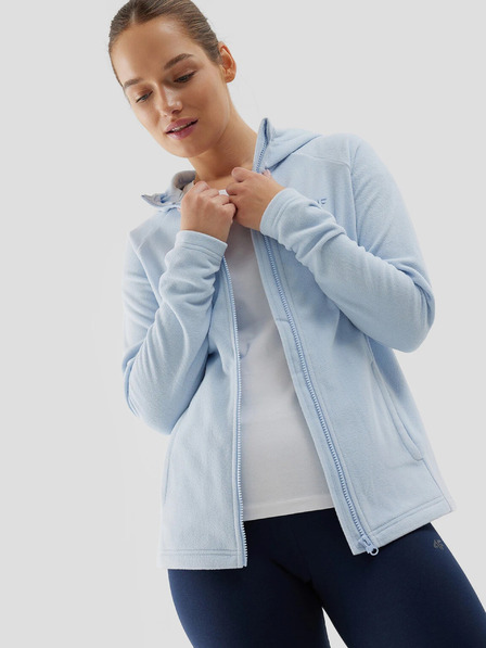 4F Dámská fleece mikina na zip s kapucí regular 4F