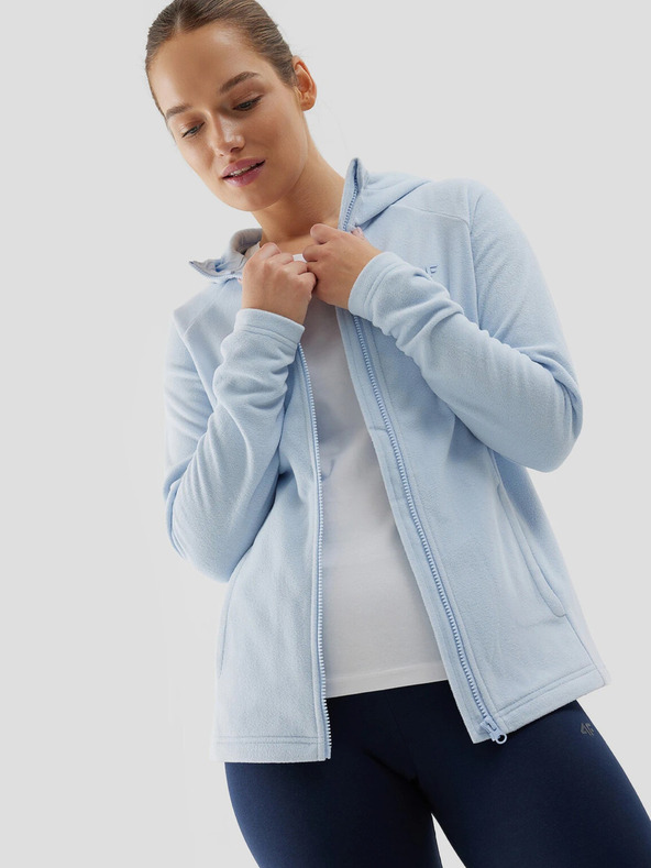 4F Dámská fleece mikina na zip s kapucí regular 4F