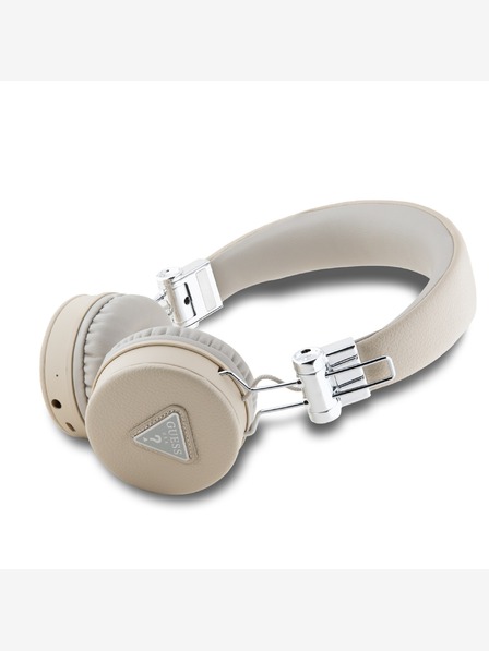 Guess Guess PU Grained Triangle Logo ENC Bezdrátová Sluchátka Beige