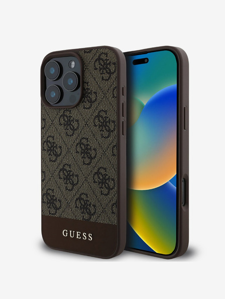 Guess Guess PU 4G Stripe Zadní Kryt pro iPhone 16 Pro Max Brown