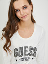 Guess Bílé dámské tričko s dlouhým rukávem Guess Mirela